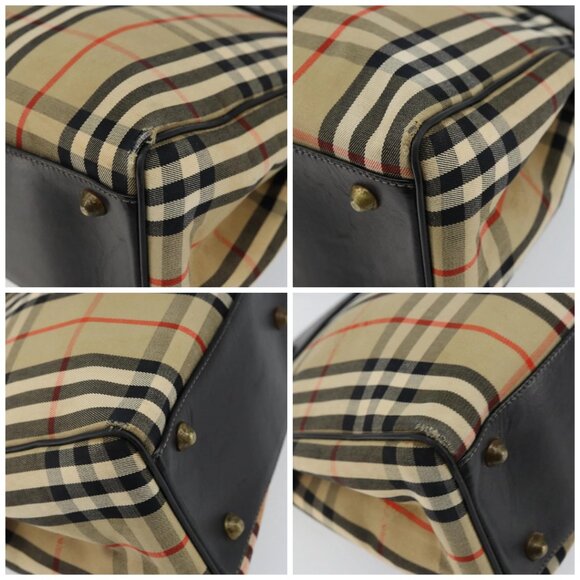 Burberrys Nova Check Hand Bag Canvas Beige Auth bs29129 - Picture 15 of 15